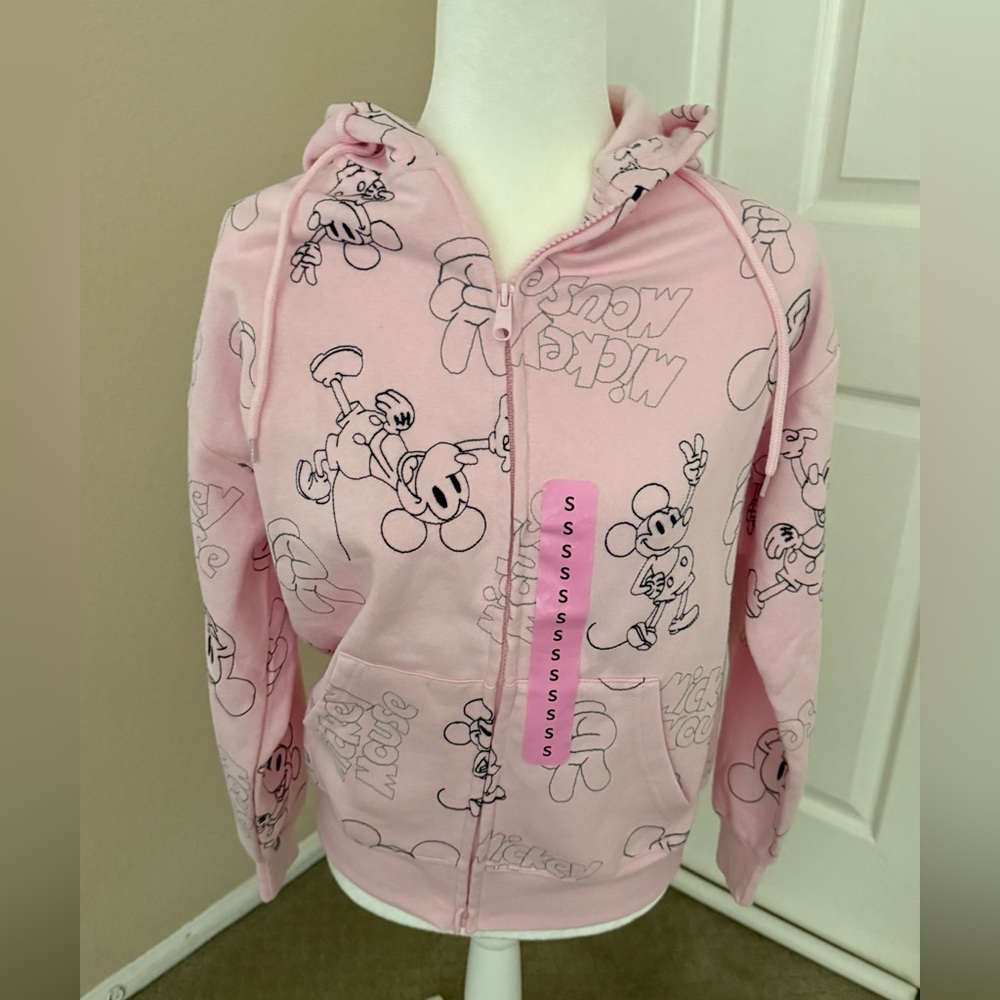 Pink Mickey Mouse Zip Hoodie - Small